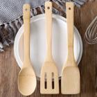 Set Of 3: Bamboo Spatula 1 Pc - Khaki - One Size