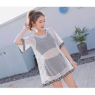 Set: Tankini Top + Swim Shorts + Short-sleeve Cover-up