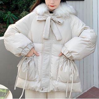 Hooded Tie-strap Padded Jacket