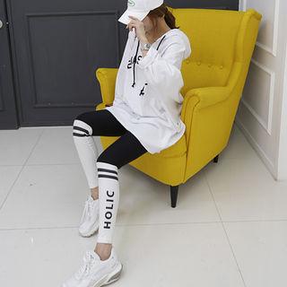 Color-block Letter Print Leggings