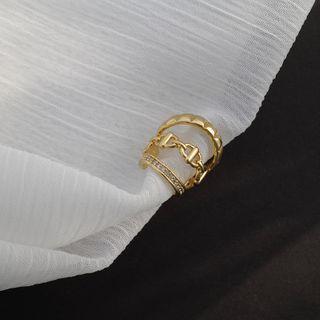 Rhinestone Layered Cuff Earring 1 Pc - Gold - One Size