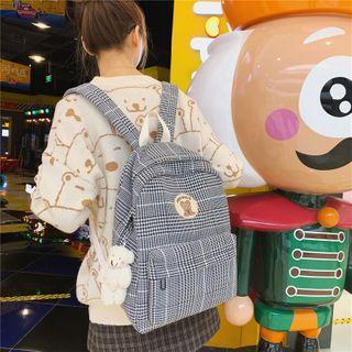 Set: Plaid Backpack + Bag Charm