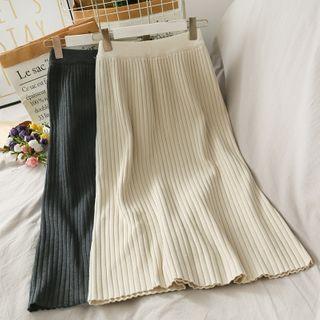 Elastic-waist Knit Midi Skirt