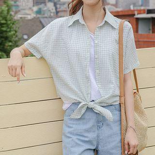 Tie-hem Checked Shirt