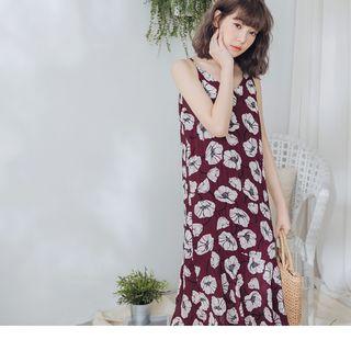 Ruffled Hem Spaghetti Strap Floral Print Dress