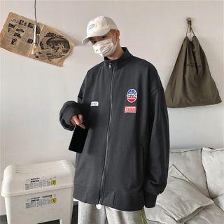 Applique Stand-collar Loose-fit Jacket