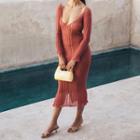 Long-sleeve Knit Sheer Dress