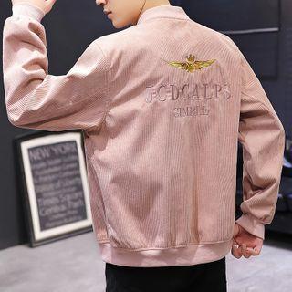 Letter Embroidered Button-up Jacket