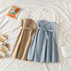 Short-sleeve Paneled A-line Mini Dress