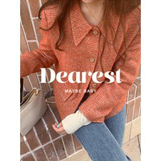 Single-breasted Tweed Jacket Orange