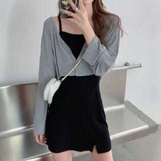 Light Jacket / Spaghetti Strap Mini Sheath Dress