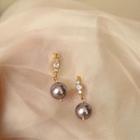 Faux Pearl Rhinestone Dangle Earring 1 Pair - Drop Earring - 925 Silver - Gold - One Size