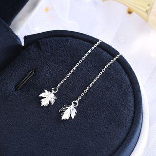 925 Sterling Silver Leaf Dangle Earring 1 Pair - Es1019 - Silver - One Size