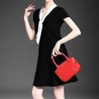 Tie-neck Cap-sleeve A-line Dress