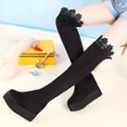 Lace Trim Over-the-knee Platform Boots