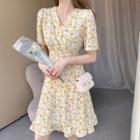 Floral Print Chiffon Short-sleeve Dress