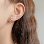 Floral Rhinestone Ear Stud 1 Pair - Te2392 - 925 Silver - One Size