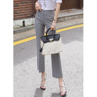 Black / Check Boot-cut Pants