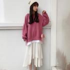 Mock Neck Pullover / Tiered Midi Skirt
