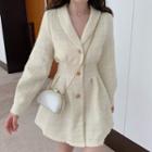 Single-breasted Tweed Mini A-line Coat Dress