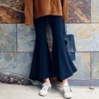 Ruffled Hem Boot-cut Dress Pants