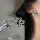 Transparent Bear Stud Earring 1 Pair - 1911a# - Silver Stud - Transparent - One Size