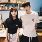 Couple Matching Floral Embroidered Short-sleeve T-shirt