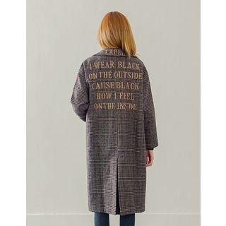 Lettering-back Checked Coat