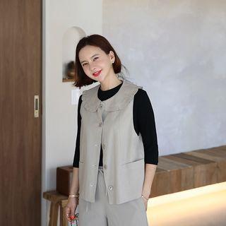 Frill-collar Linen Blend Vest