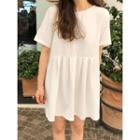 Crew-neck Tie-back Cotton Minidress