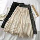 Patchwork Pleated A-line Skirt