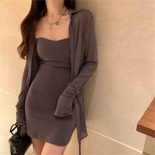Slim-fit Tube Dress / Long-sleeve Shirt