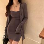Slim-fit Tube Dress / Long-sleeve Shirt