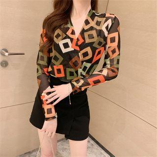 Square Print Blouse