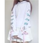 Embroidered Letter Bow Long-sleeve Hoodie
