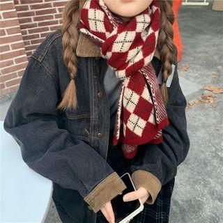 Argyle Print Knit Scarf