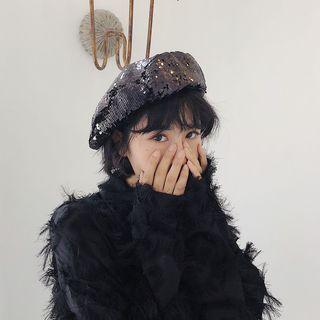 Sequined Beret Hat As Shown In Figure - M