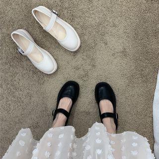 Low-heel Round-toe Belted Mary Janes