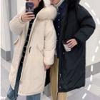 Furry Trim Drawstring Padded Coat