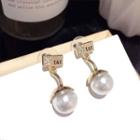 Rhinestone Star Faux Pearl Dangle Earring 1 Pair - 925 Sterling Silver Needle - Gold - One Size