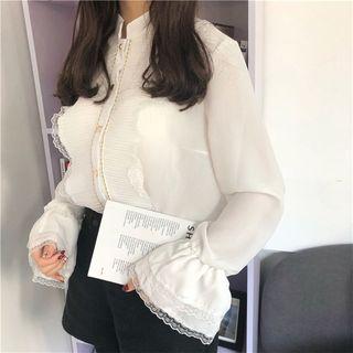 Bell-sleeve Ruffle Chiffon Blouse