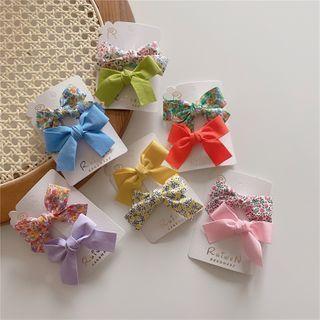Set: Floral Print / Plain Bow Hair Clip