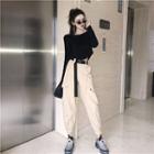 Long-sleeve Cropped T-shirt / Jogger Pants