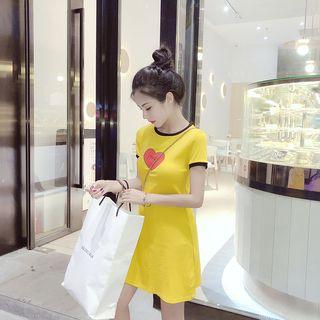 Heart Printed Short Sleeve Dress