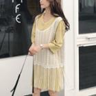 Tassel Top + Plain 3/4-sleeve Dress
