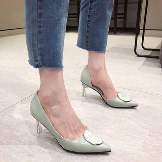 Buckled Faux Leather Pointed Pumps