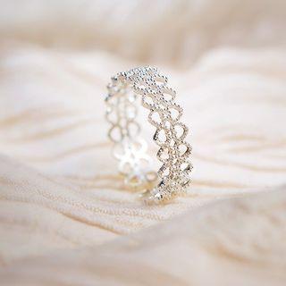 925 Sterling Silver Open Ring Lace Cutout Open Ring - One Size