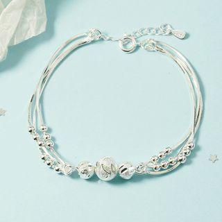 Layered Beaded Bracelet Silver - One Size