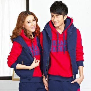 Couple Matching Set: Letter Hoodie + Vest + Sweatpants