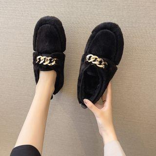 Faux Fur Chain Moccasins